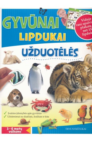 Gyvūnai. Lipdukai, užduotėlės